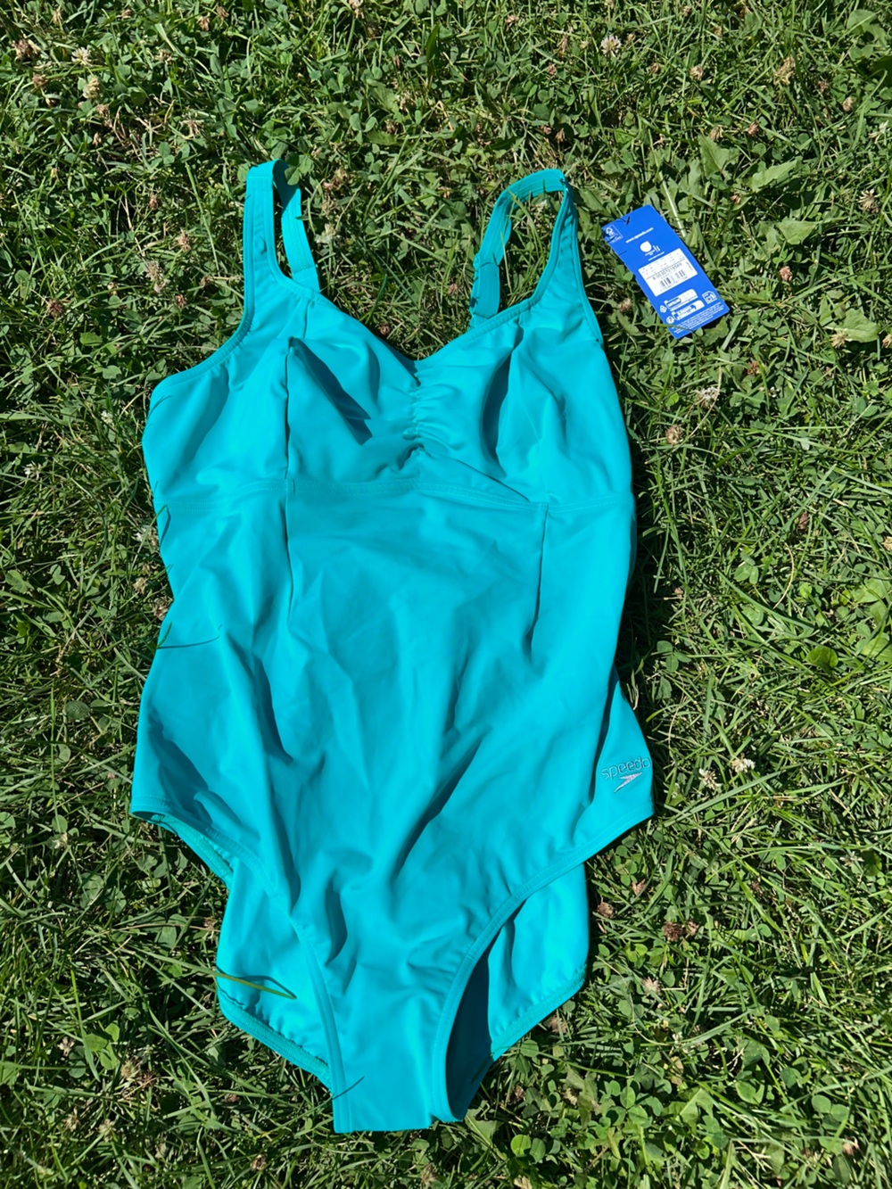 NWT Speedo Aquanite One Piece Swimsuit Aqua Blue US 12 CA 12